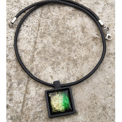 "PAILLETTES" carré pla  vert et or S